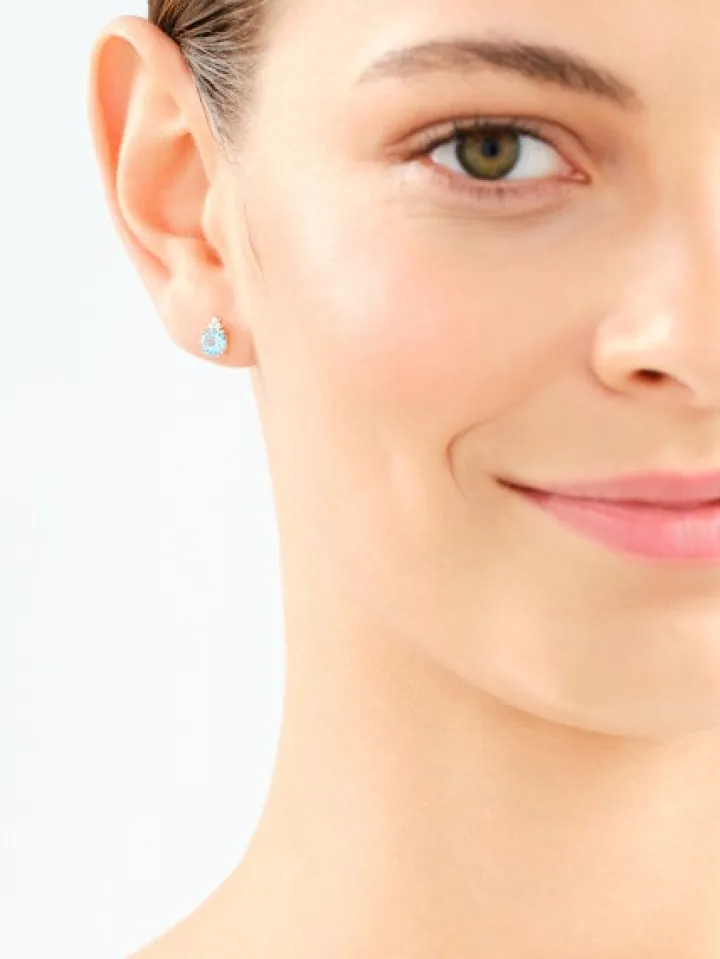 Kolczyki z żółtego złota z diamentami i topazami - próba 585