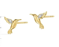 Kolczyki z żółtego złota z diamentami - koliber - 0,01 ct - próba 375