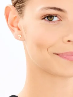 Kolczyki z żółtego złota z diamentami - koliber - 0,01 ct - próba 375