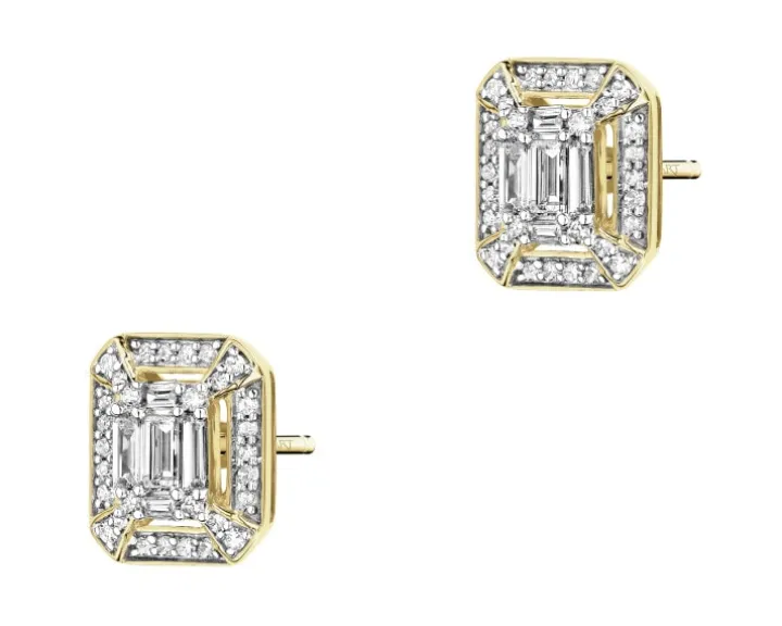 Kolczyki z żółtego złota z diamentami - 0,33 ct - próba 585