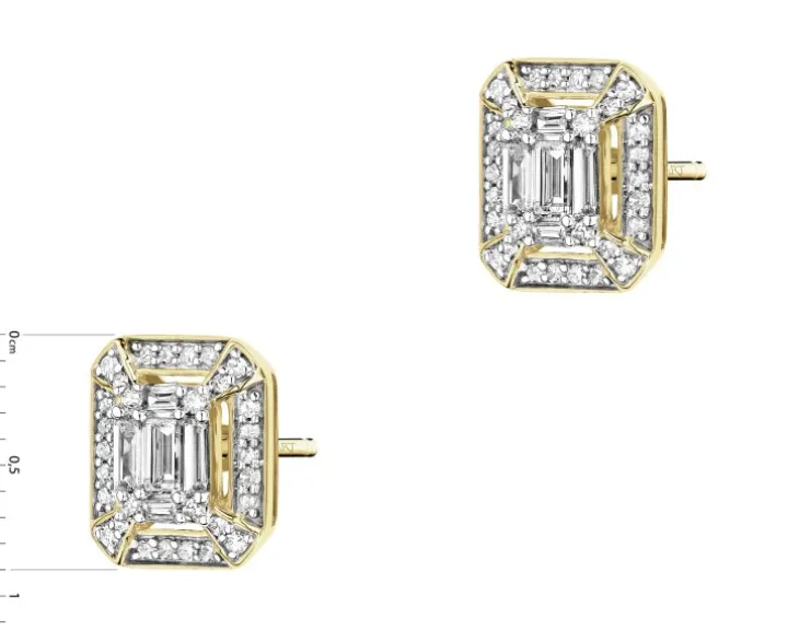 Kolczyki z żółtego złota z diamentami - 0,33 ct - próba 585