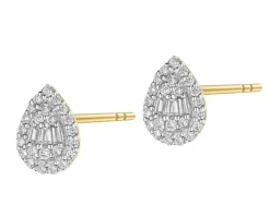 Kolczyki z żółtego złota z diamentami - 0,20 ct - próba 585