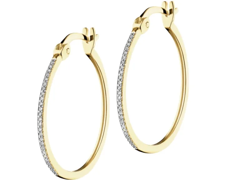 Kolczyki z żółtego złota z diamentami - koła - 0,07 ct - próba 585