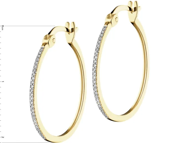 Kolczyki z żółtego złota z diamentami - koła - 0,07 ct - próba 585