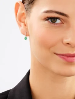 Kolczyki z żółtego złota z diamentami i szmaragdami - próba 585