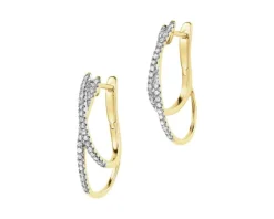 Kolczyki z żółtego złota z diamentami - 0,25 ct - próba 585