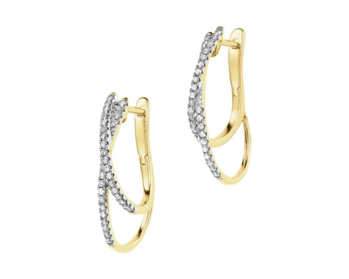 Kolczyki z żółtego złota z diamentami - 0,25 ct - próba 585