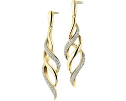 Kolczyki z żółtego złota z diamentami - 0,13 ct - próba 585