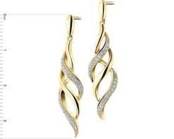 Kolczyki z żółtego złota z diamentami - 0,13 ct - próba 585