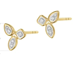 Kolczyki z żółtego złota z diamentami - 0,07 ct - próba 375