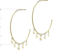 Kolczyki z żółtego złota z diamentami - koła, gwiazdy - 0,006 ct - próba 375