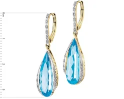 Kolczyki z żółtego złota z diamentami i topazami - próba 585