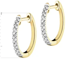 Kolczyki z żółtego złota z diamentami - koła - 0,12 ct - próba 585