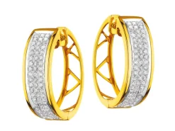 Kolczyki z żółtego złota z diamentami - koła - 0,30 ct - próba 585