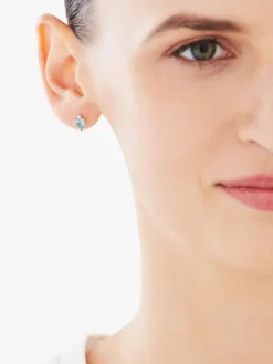 Kolczyki z żółtego złota z diamentami i topazami - serca - próba 375