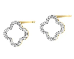 Kolczyki z żółtego złota z diamentami - 0,20 ct - próba 585