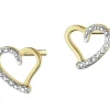 Kolczyki z żółtego złota z diamentami - serca - 0,005 ct - próba 375