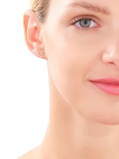 Kolczyki z żółtego złota z diamentami - serca - 0,005 ct - próba 375