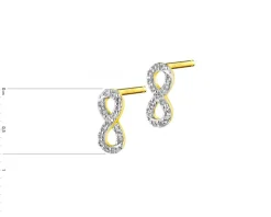 Kolczyki z żółtego złota z diamentami - nieskończoność - 0,09 ct - próba 585
