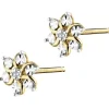 Kolczyki z żółtego złota z diamentami - kwiaty - 0,006 ct - próba 375