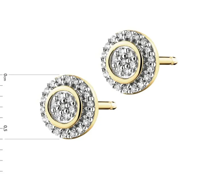 Kolczyki z żółtego złota z diamentami - 0,12 ct - próba 585