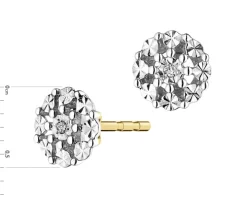 Kolczyki z żółtego złota z diamentami - 0,008 ct - próba 375
