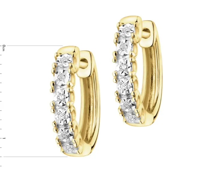 Kolczyki z żółtego złota z diamentami - koła - 0,03 ct - próba 375