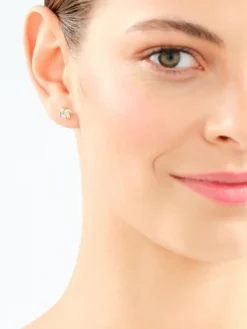 Kolczyki z żółtego złota z diamentami - 0,01 ct - próba 375