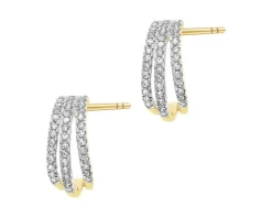 Kolczyki z żółtego złota z diamentami - 0,20 ct - próba 585