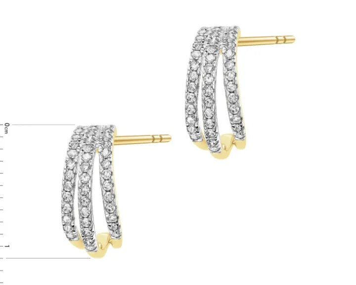 Kolczyki z żółtego złota z diamentami - 0,20 ct - próba 585