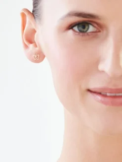 Kolczyki z żółtego złota z diamentami -  motyle - 0,006 ct - próba 375