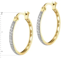 Kolczyki z żółtego złota z diamentami - koła - 0,10 ct - próba 585