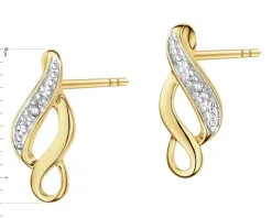 Kolczyki z żółtego złota z diamentami - 0,008 ct - próba 375