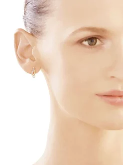 Kolczyki z żółtego złota z diamentami - 0,008 ct - próba 375