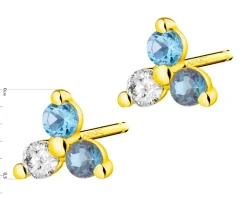 Kolczyki z żółtego złota z diamentami i topazami - próba 375