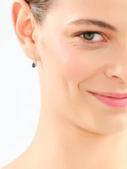 Kolczyki z żółtego złota z diamentami i szafirami - próba 585