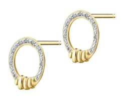 Kolczyki z żółtego złota z diamentami - 0,05 ct - próba 585