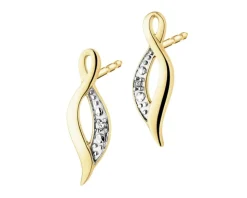 Kolczyki z żółtego złota z diamentami - 0,006 ct - próba 375