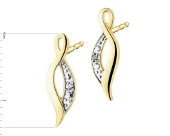 Kolczyki z żółtego złota z diamentami - 0,006 ct - próba 375