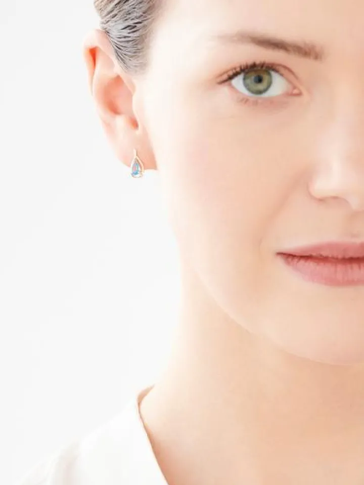 Kolczyki z żółtego złota z diamentami i topazami - próba 375