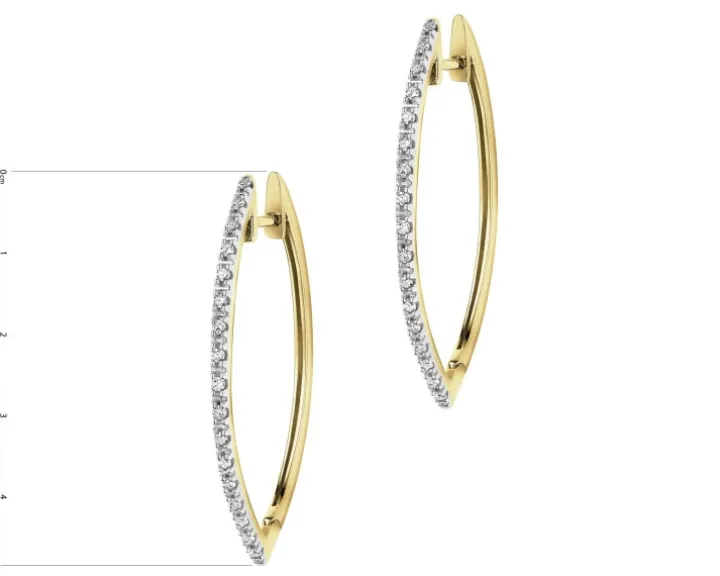 Kolczyki z żółtego złota z diamentami - koła - 0,15 ct - próba 585