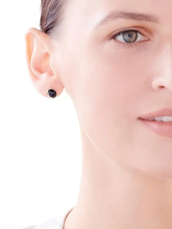 Kolczyki z żółtego złota z diamentami i onyksami - próba 585