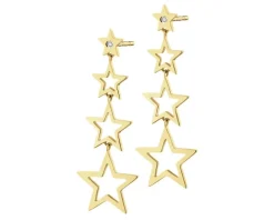 Kolczyki z żółtego złota z diamentami - gwiazdy - 0,006 ct - próba 375