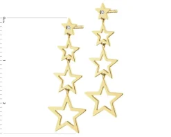Kolczyki z żółtego złota z diamentami - gwiazdy - 0,006 ct - próba 375