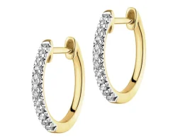 Kolczyki z żółtego złota z diamentami - koła - 0,10 ct - próba 585