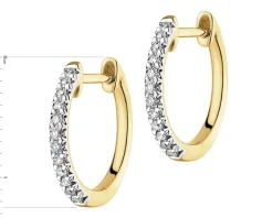 Kolczyki z żółtego złota z diamentami - koła - 0,10 ct - próba 585