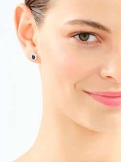 Kolczyki z żółtego złota z diamentami i szafirami - próba 585