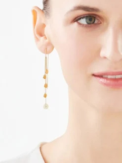 Kolczyki z żółtego złota z diamentami - 0,01 ct - próba 375