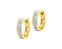 Kolczyki z żółtego złota z diamentami - koła - 0,06 ct - próba 585