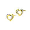 Kolczyki z żółtego złota z diamentami - serca - 0,03 ct - próba 375